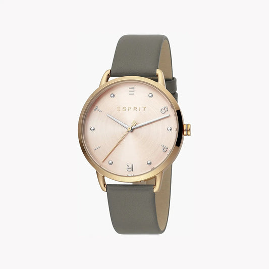 Esprit Women's Grey Leather Watch, Rose Gold Dial | Es1l163m0055 by ESPRIT