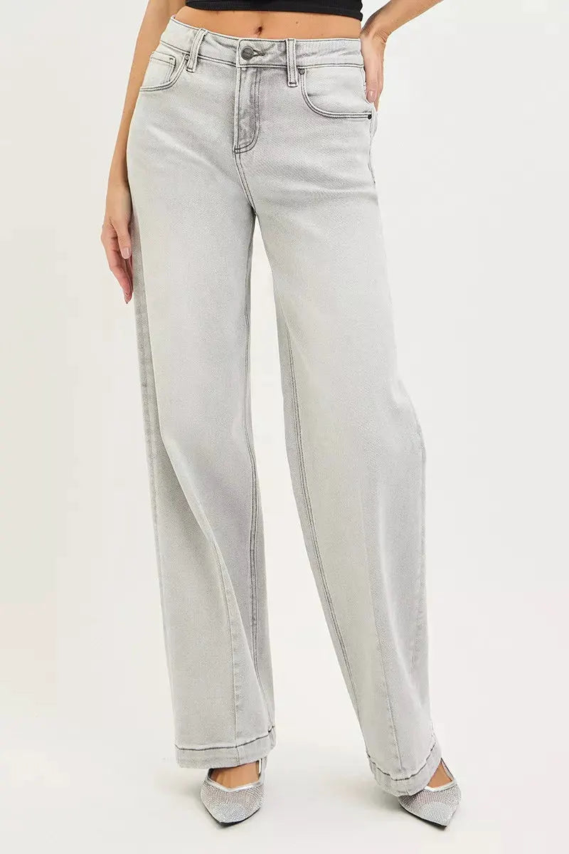 RISEN Slouchy Baggy Jeans with Contrast Stitching by RISEN