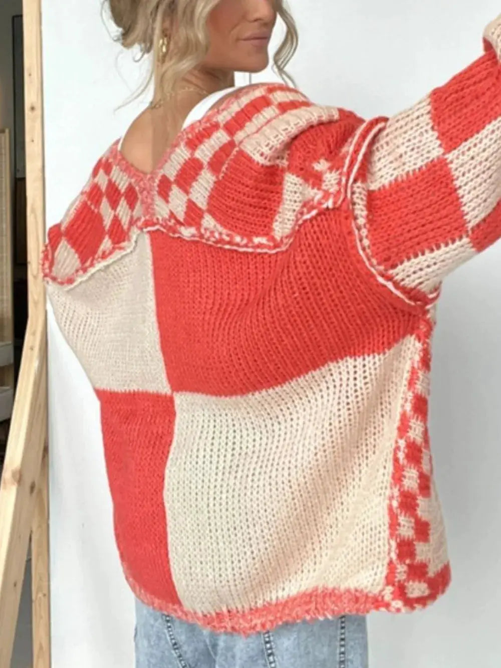 Plaid Open Front Long Sleeve Cardigan by Partner Label