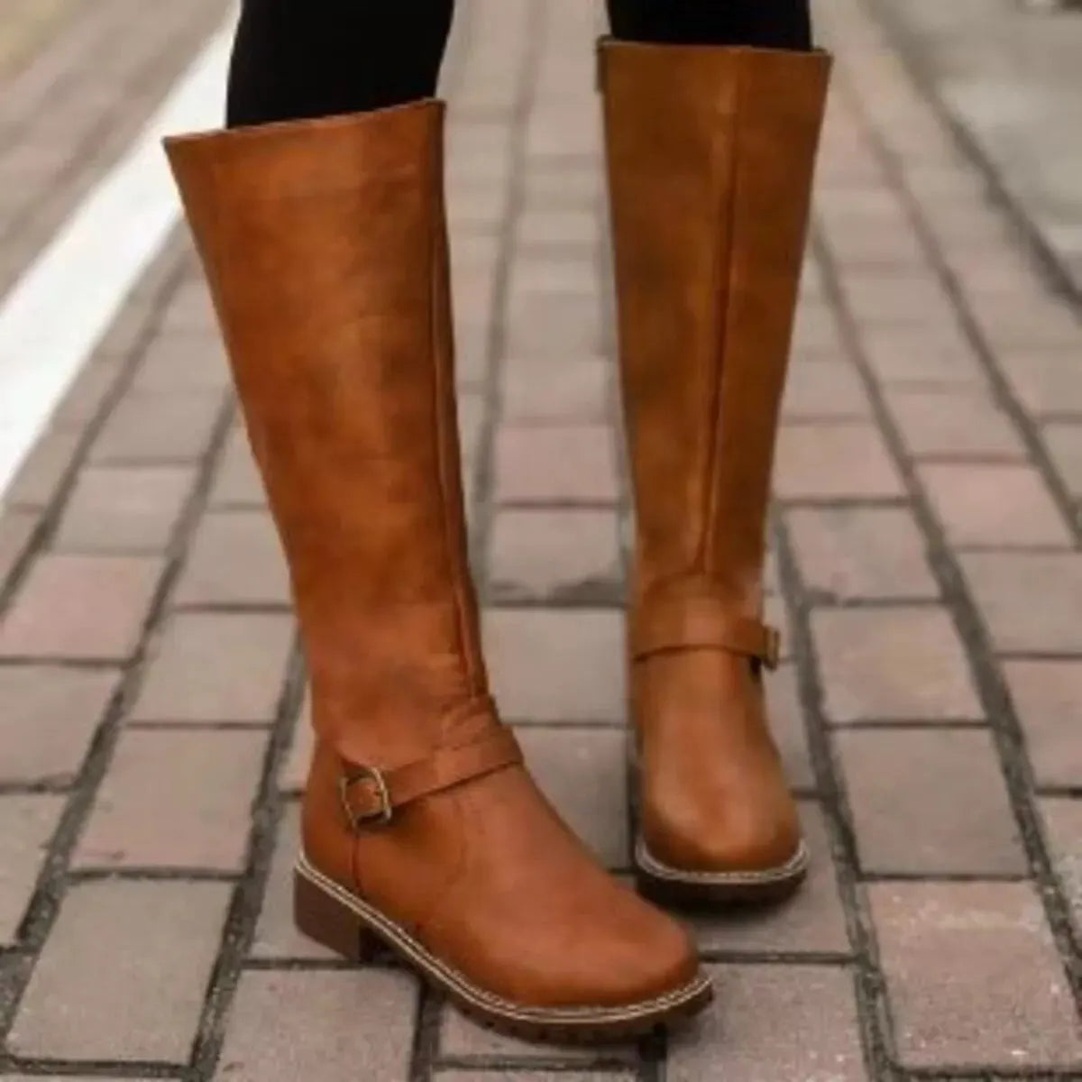 Round Toe Block Heels Boots by Partner Label