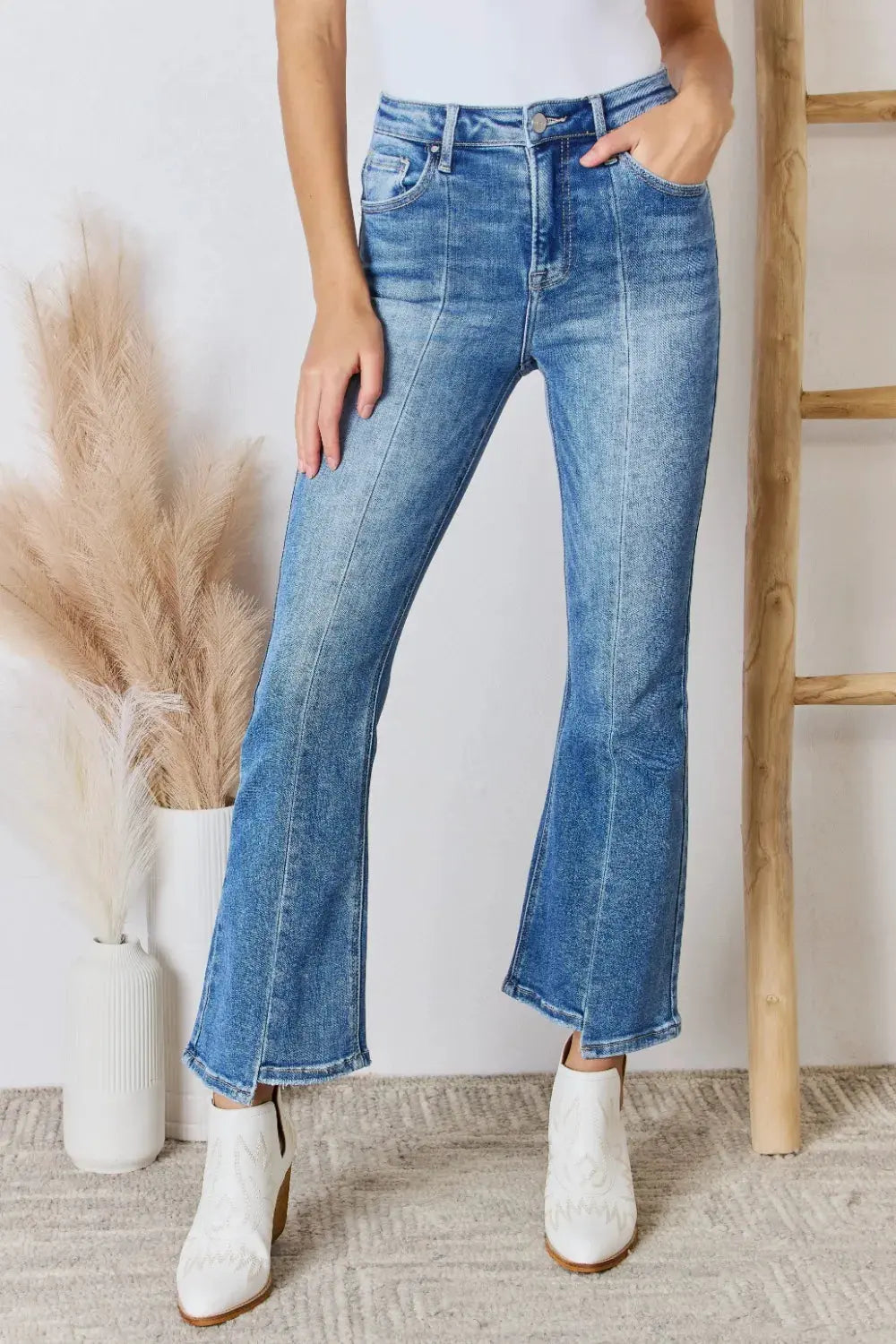 RISEN Full Size High Rise Ankle Flare Jeans by RISEN