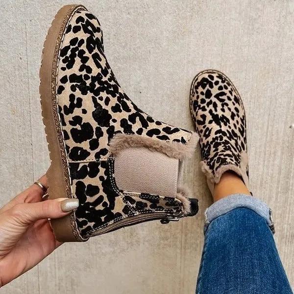 Leisure Warm Leopard Print Suede Boots Women by Maiden-Art