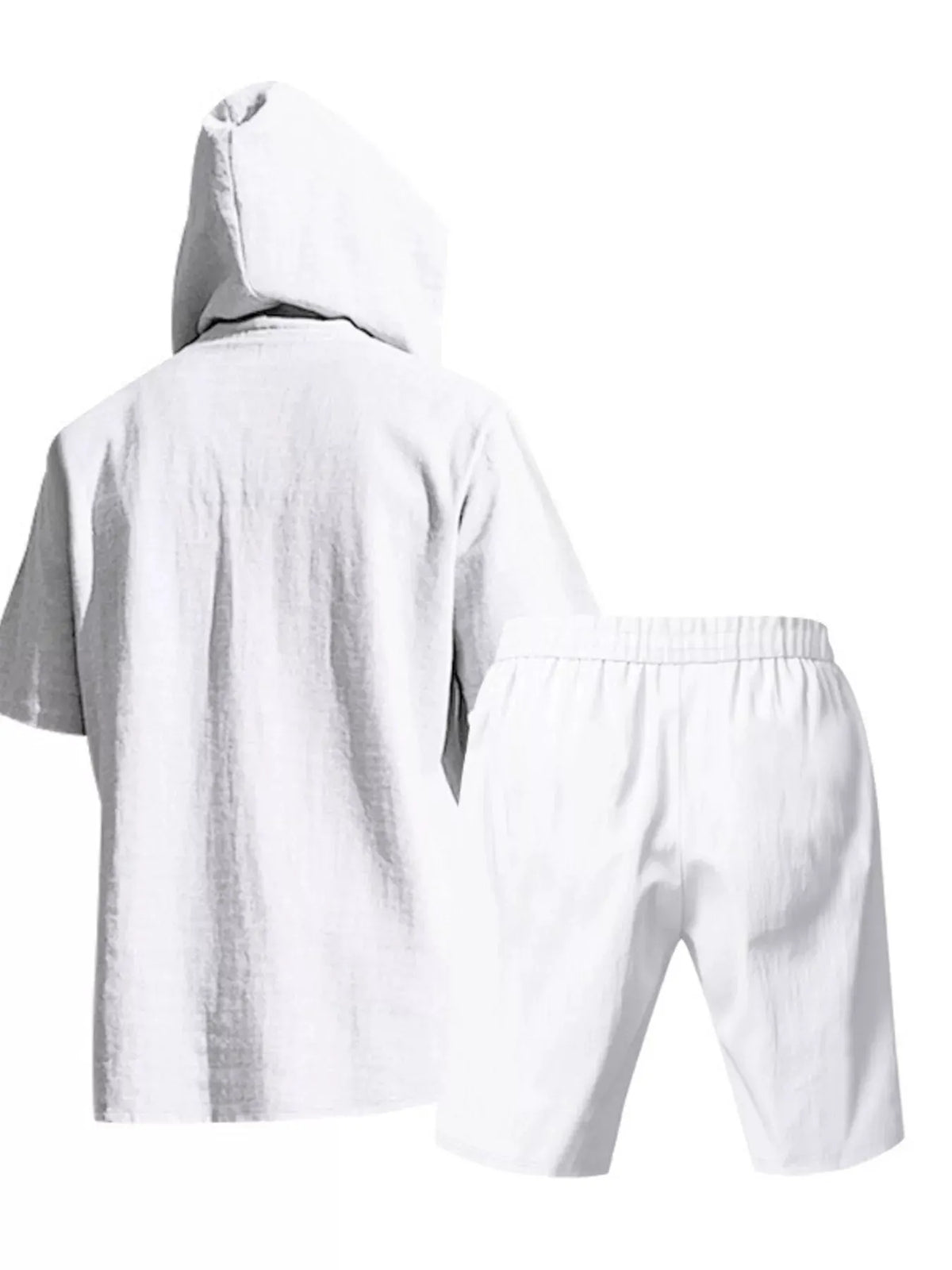 Men's Full Size Casual Short Sleeve Hooded Top & Shorts Set Plus Size by Trendsi