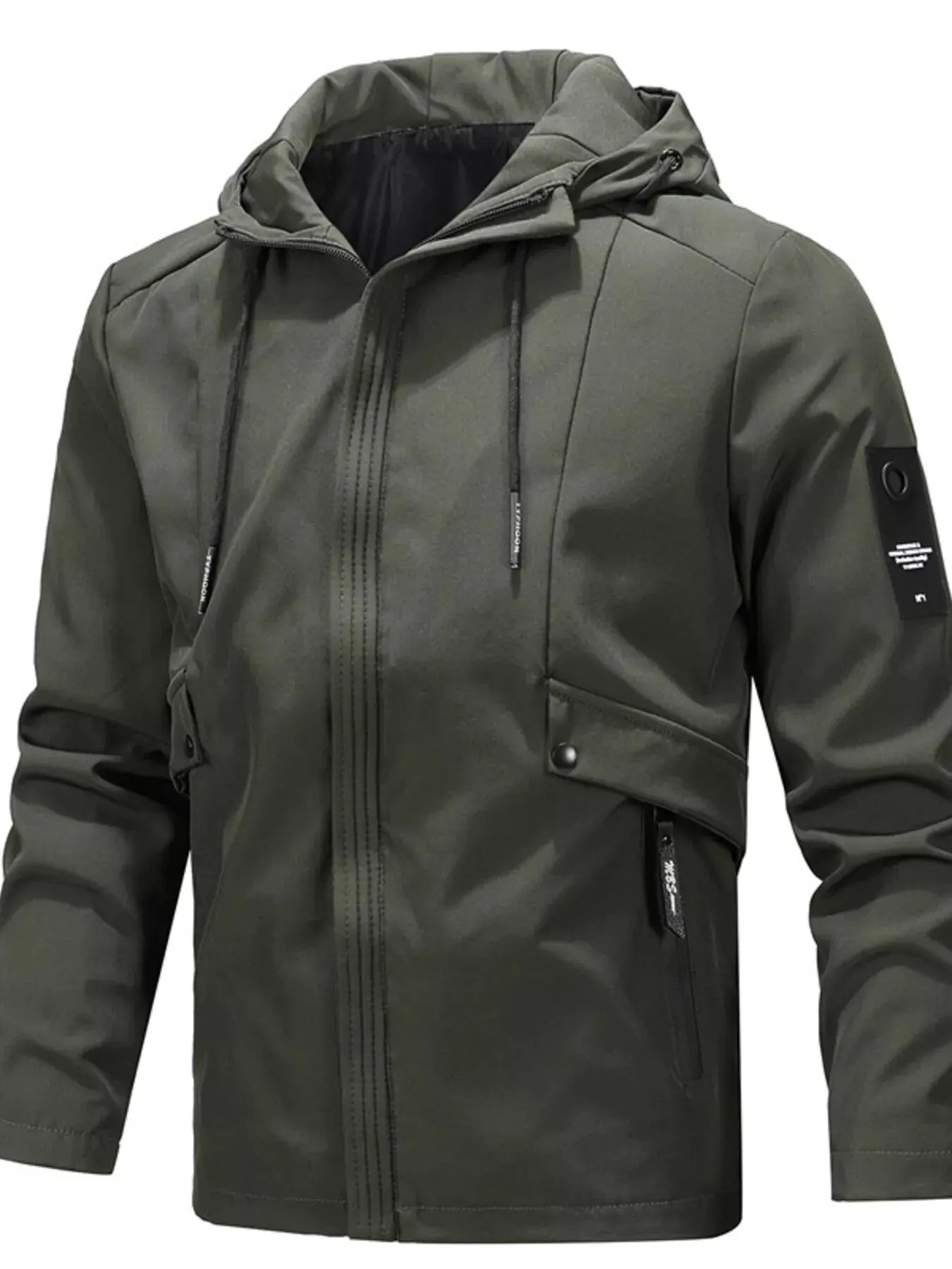Men's Plus Size Hooded Windproof Casual Jacket by Partner Label