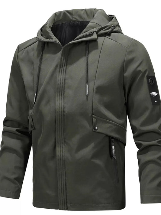 Men's Plus Size Hooded Windproof Casual Jacket by Partner Label