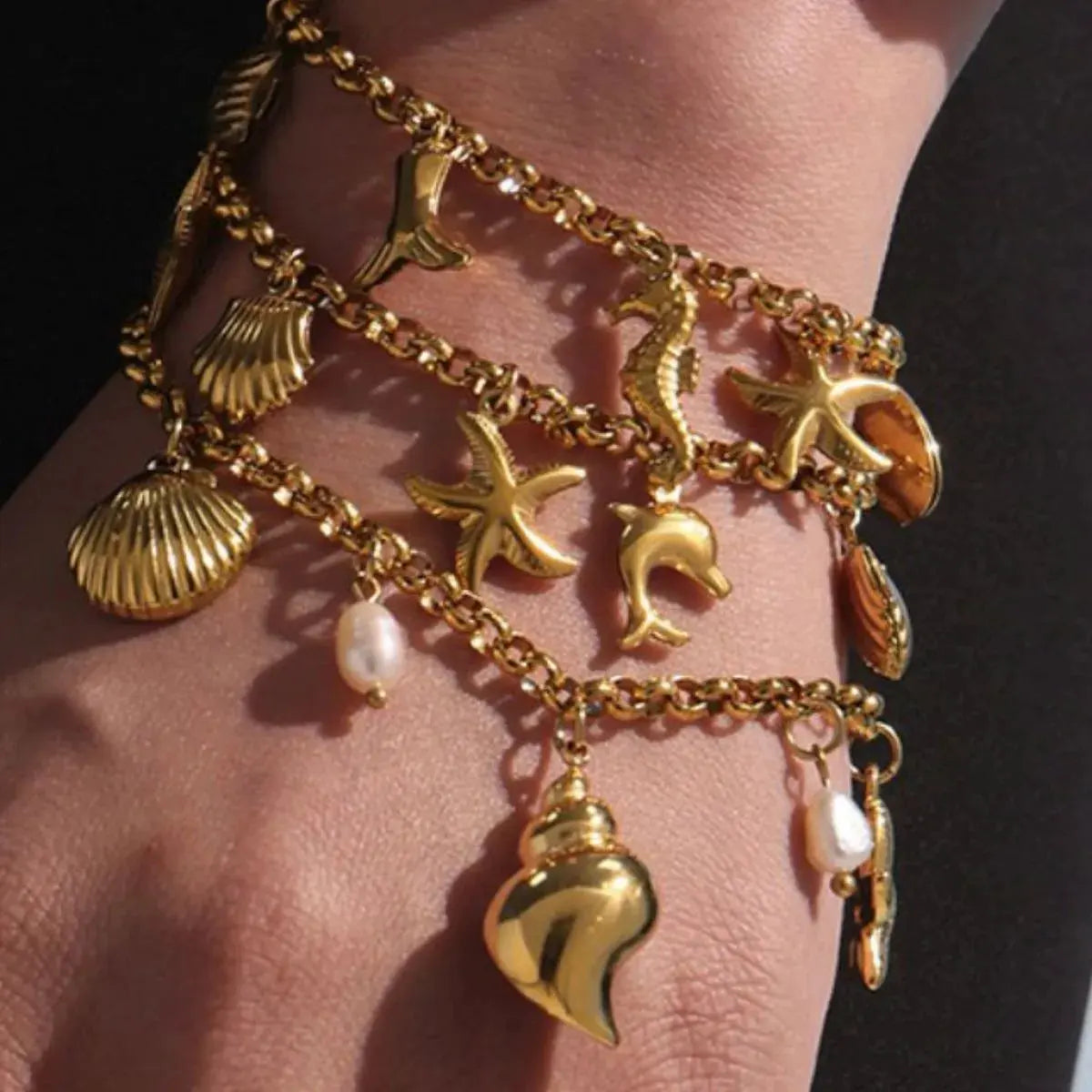 18K Gold-Plated Sea Shell Charm Bracelet by Partner Label