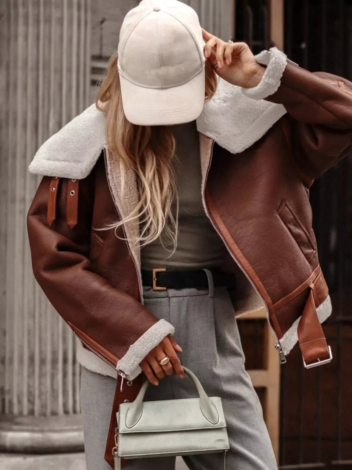 Shearling Lined Zip Up Jacket by Partner Label