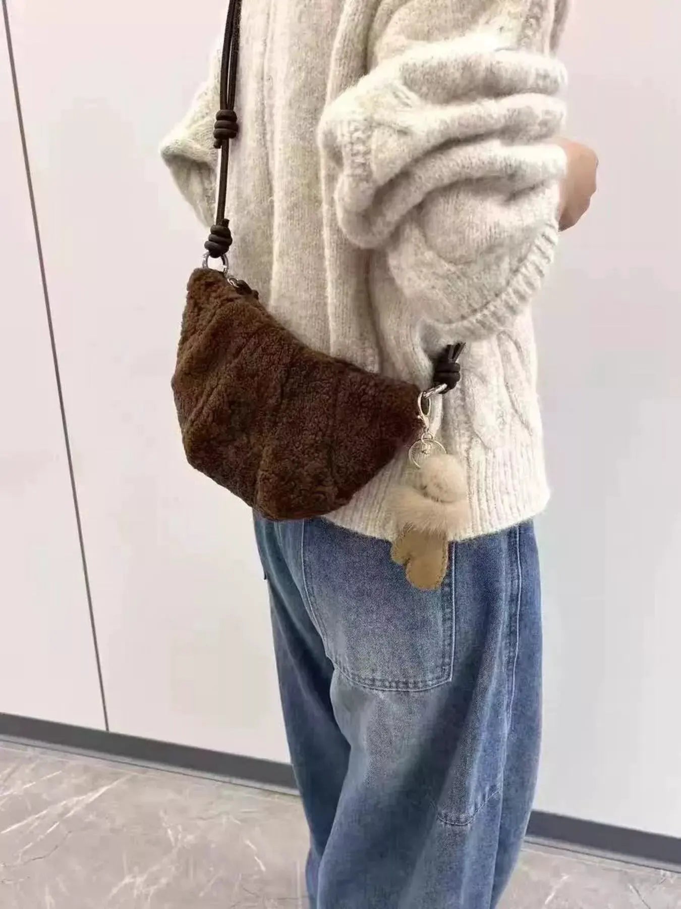Knot Strap Furry Crossbody Bag by Partner Label