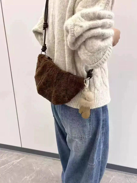 Knot Strap Furry Crossbody Bag by Partner Label