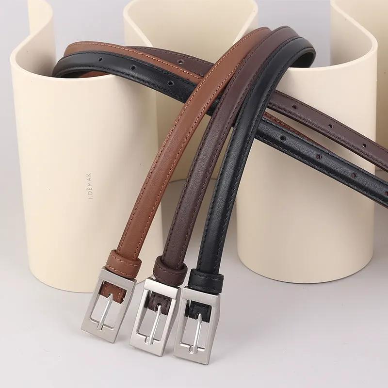Metal Buckle Leather Belt by Trendsi