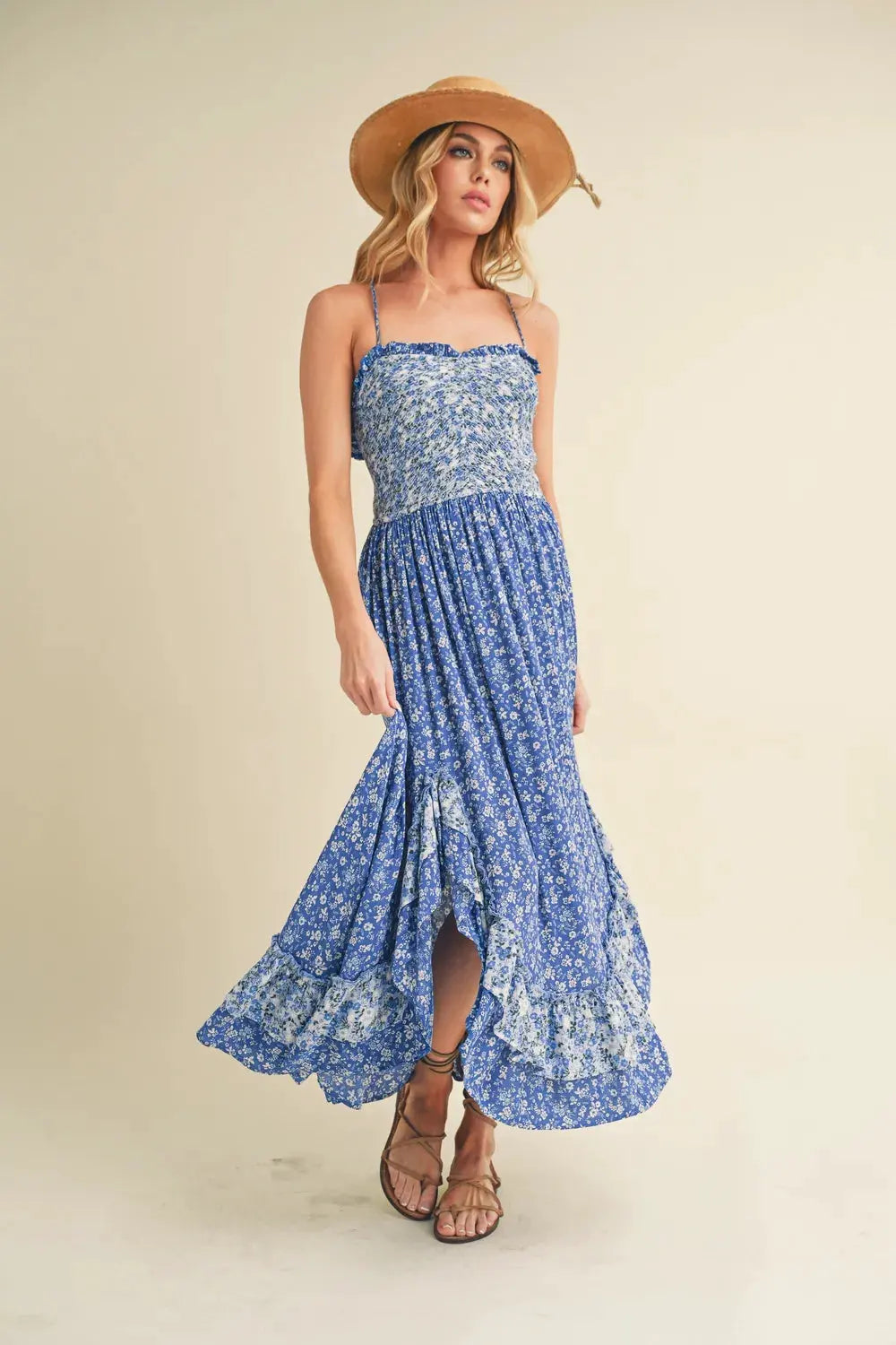 Aemi + Co Ditsy Floral Ruffled Hem Maxi Cami Dress by Partner Label