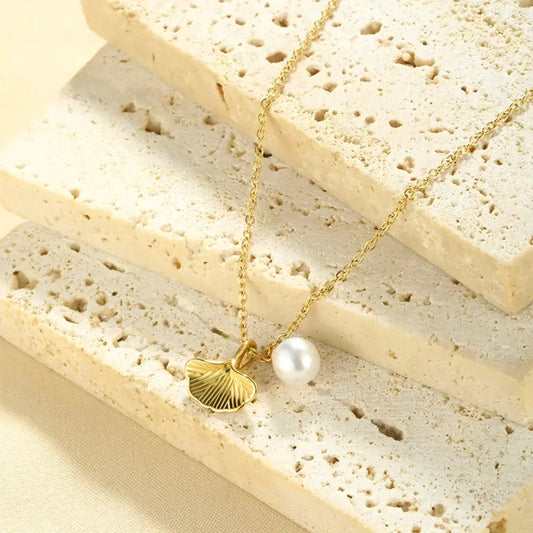 Pearl & Shell Pendant Necklace by Partner Labels