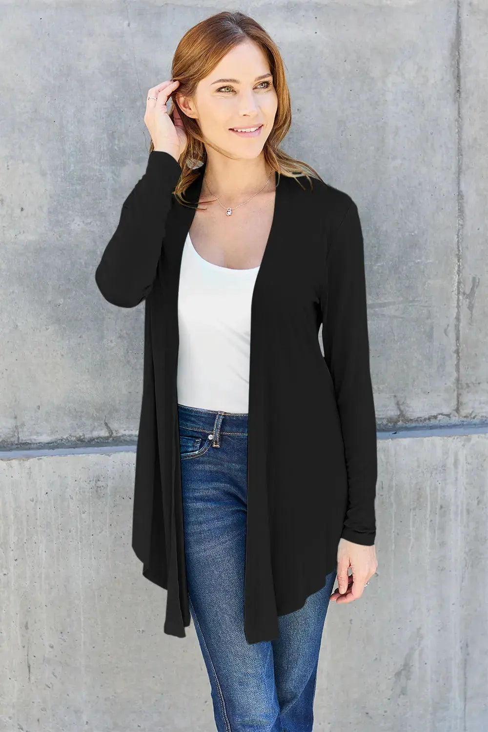 Basic Bae Full Size Open Front Long Sleeve Cardigan by Basic Bae