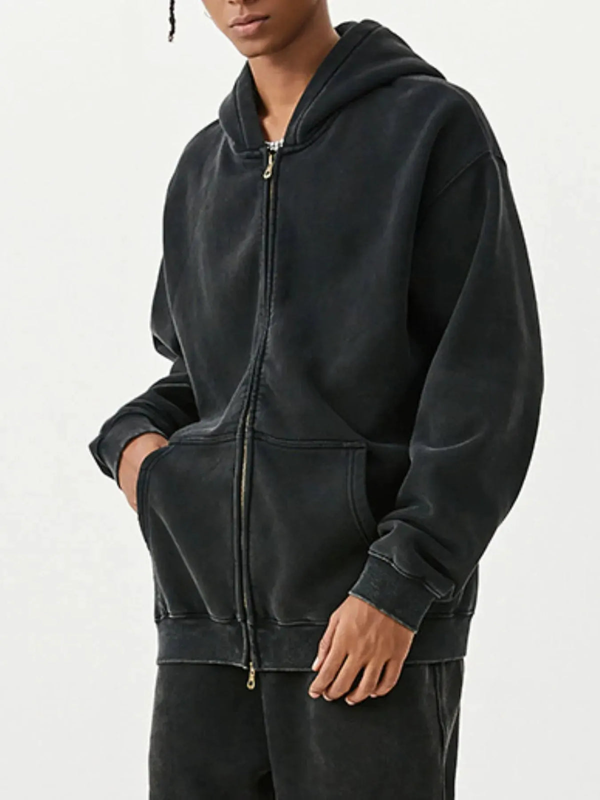 Men's Oversized Zip-Up Hoodie by Trendsi