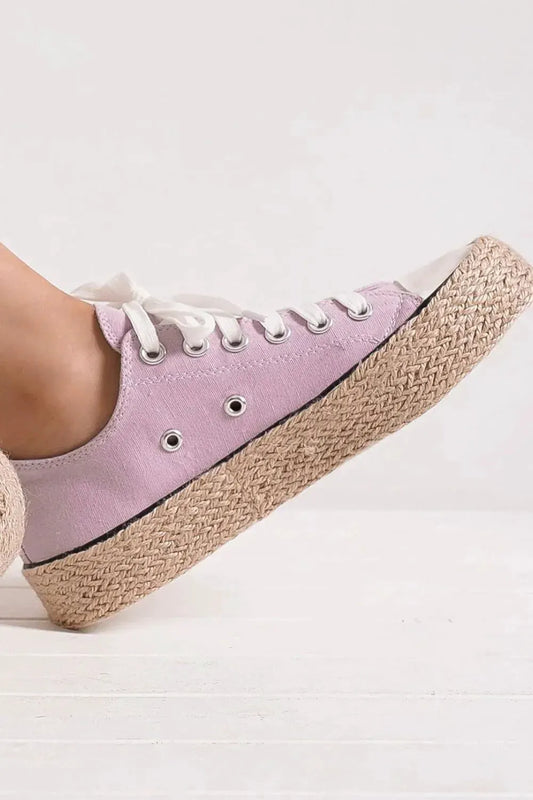 Beast Fashion Lace Up Woven Espadrille Sole Sneakers by Beast Fashion
