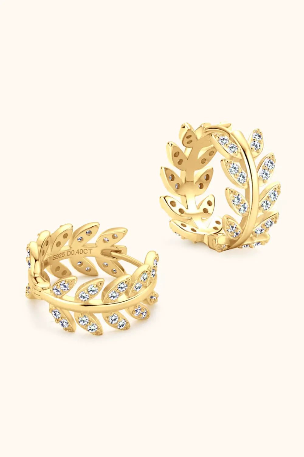 Moissanite Leaf 925 Sterling Silver Earrings by Partner Label