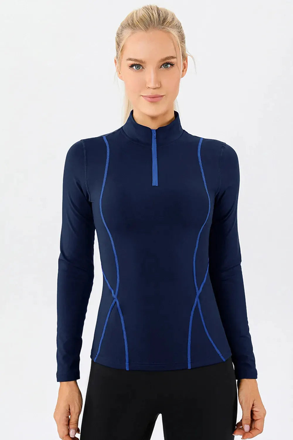 Mock Neck Quarter Zip Active T-Shirt by Partner Label