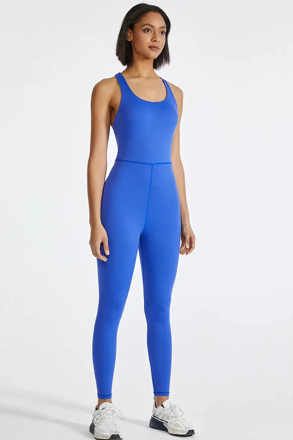 Crisscross Back Wide Strap Active Jumpsuit by Partner Label
