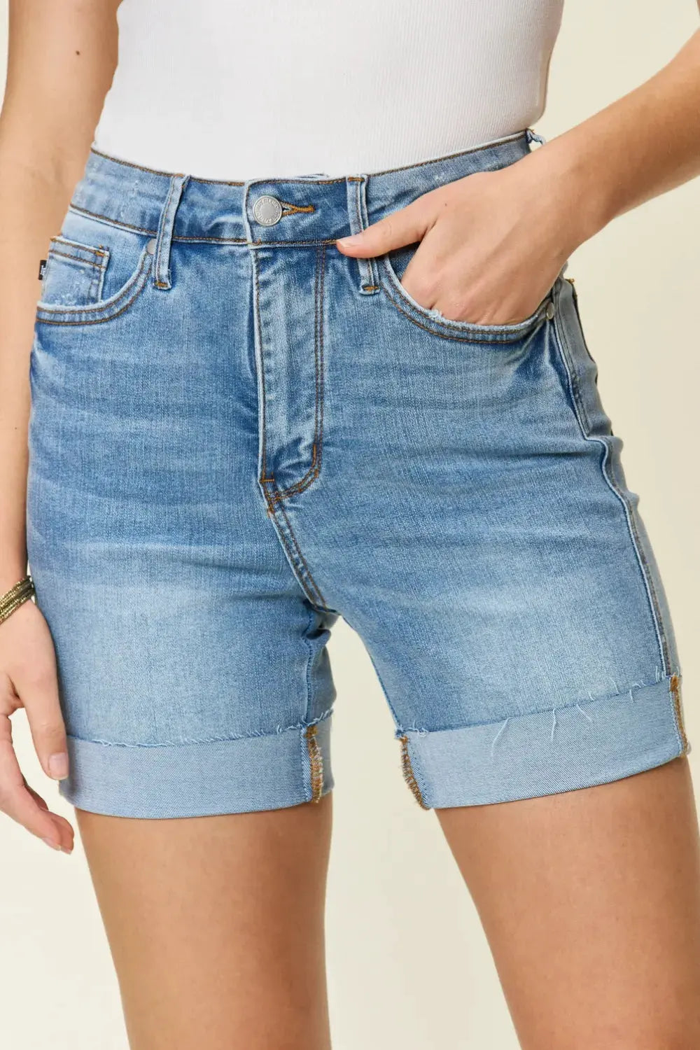 Judy Blue Full Size Tummy Control High Waist Denim Shorts by Judy Blue