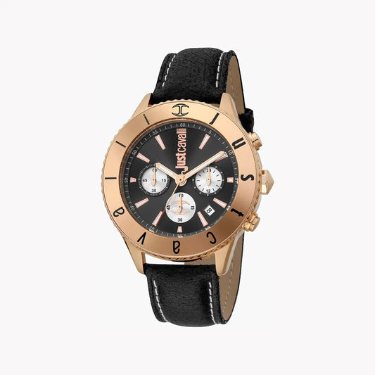 Just Cavalli Men's Black Leather Watch, Rose Gold Case | Jc1g155l0035 by JUST CAVALLI