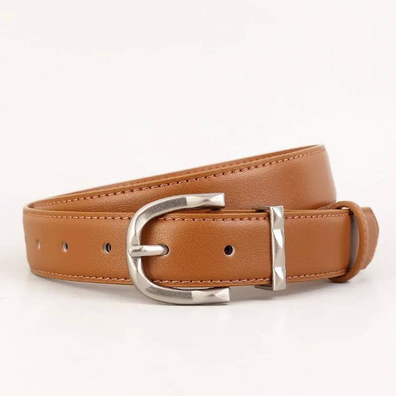 Classic Leather Skinny Belt by Trendsi