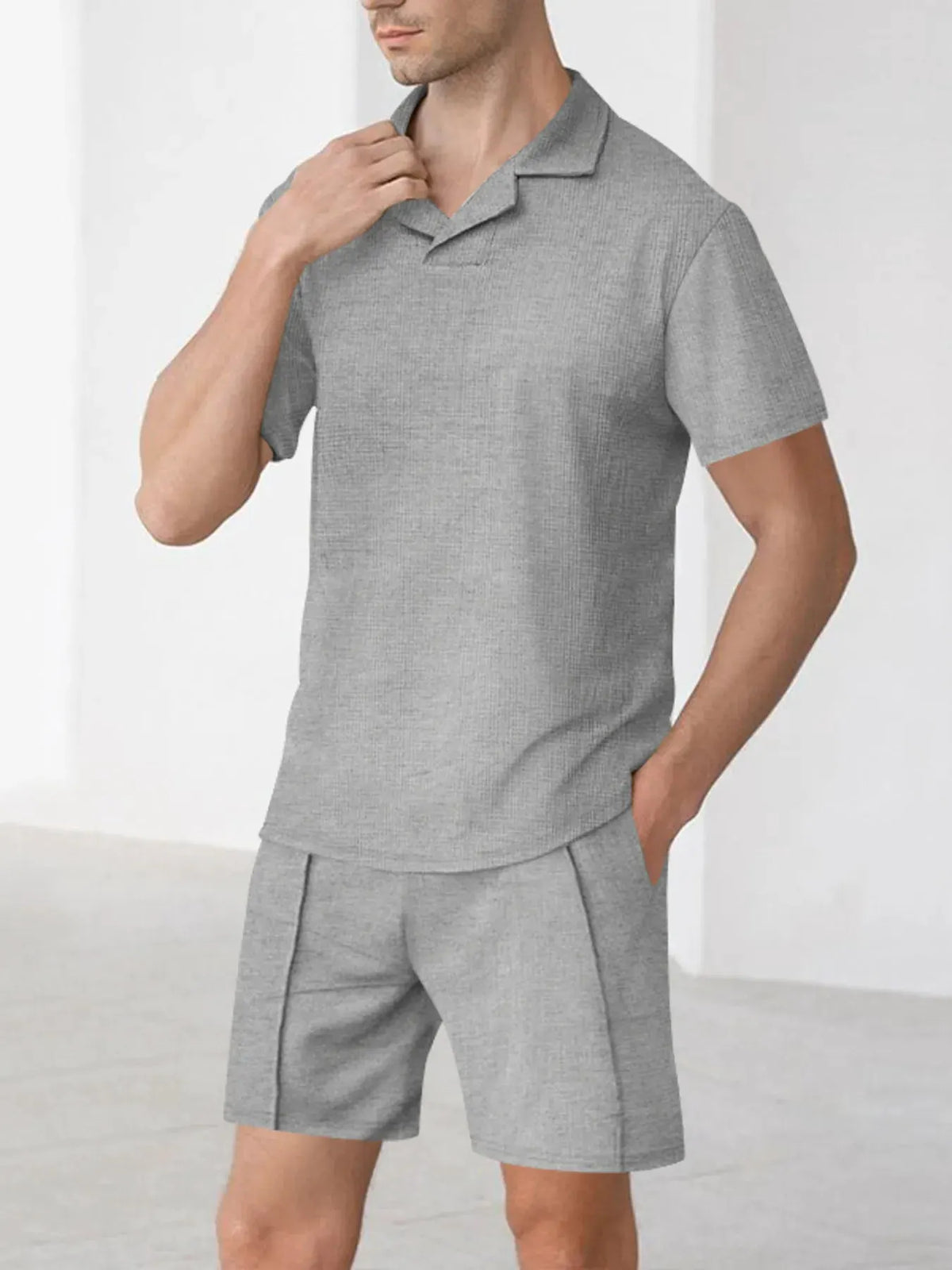 Men's Full Size Short Sleeve Top and Shorts Matching Set Plus Size by Trendsi