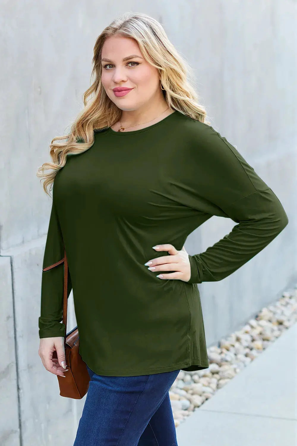 Basic Bae Full Size Round Neck Dropped Shoulder T-Shirt by Basic Bae