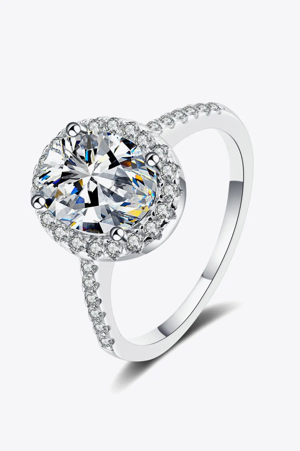2 Carat Moissanite 925 Sterling Silver Halo Ring by Partner Label