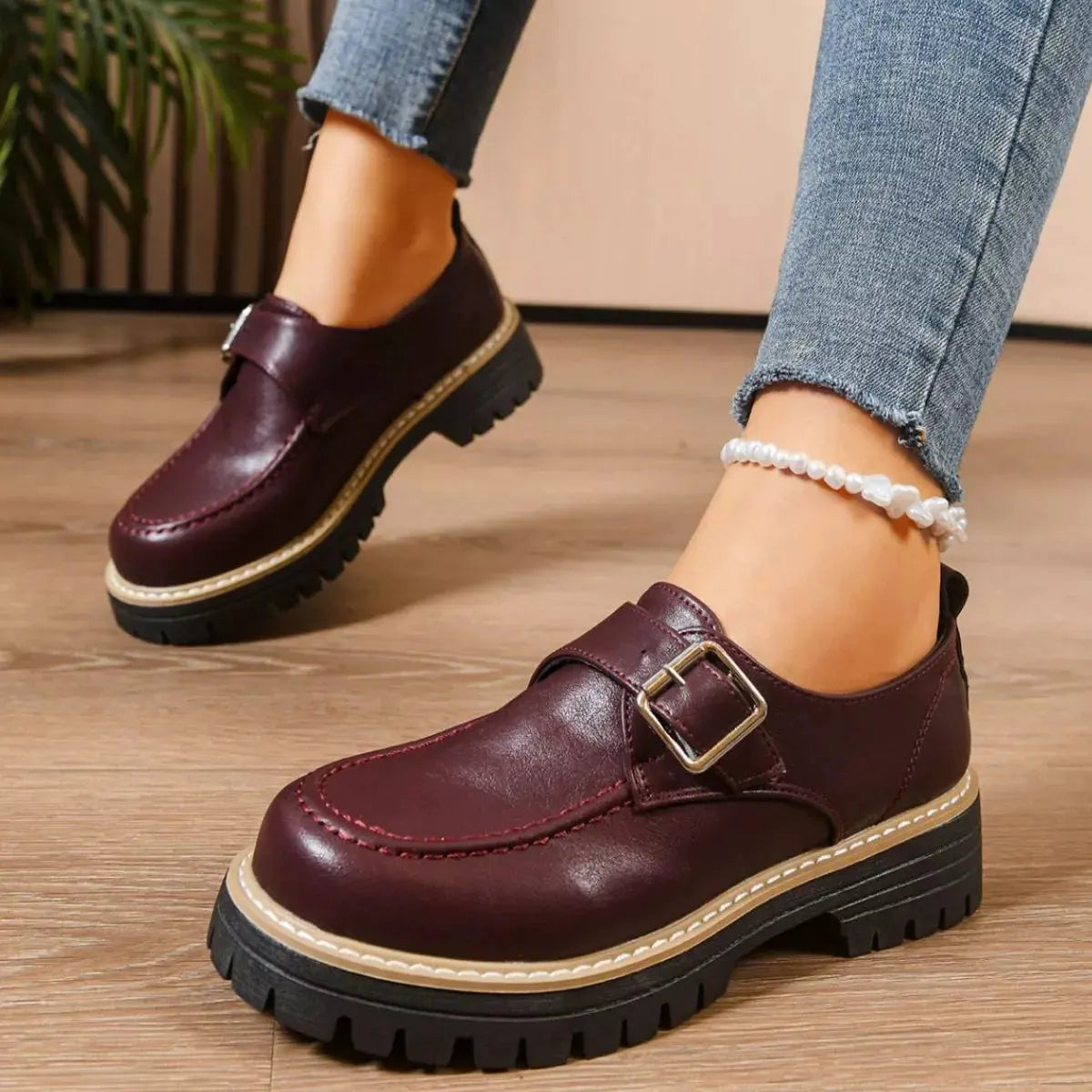 Round Toe Buckle Loafers by Partner Label