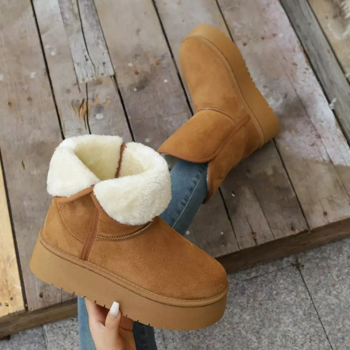 Round Toe Platform Boots by Partner Label