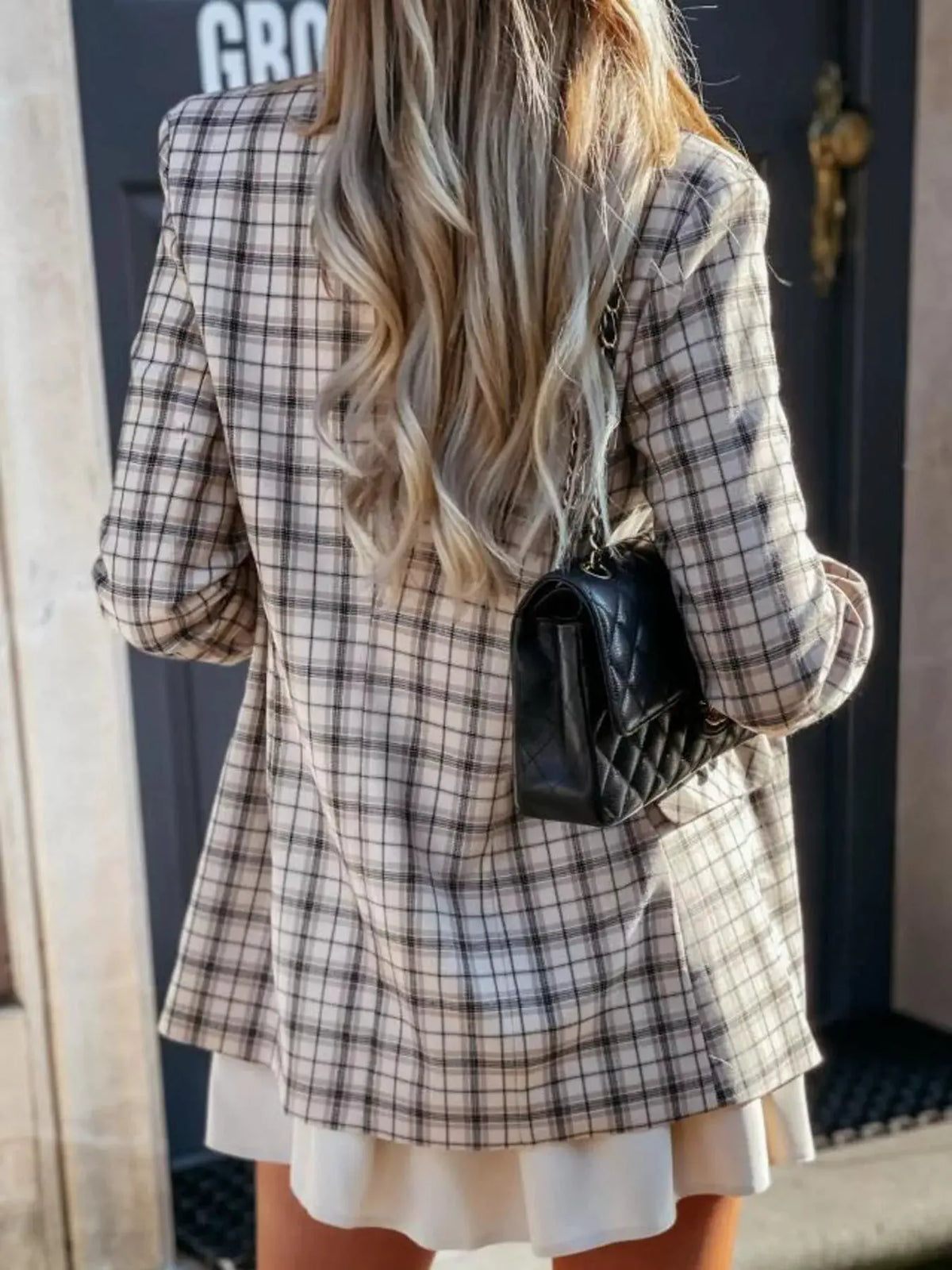 Houndstooth Double‑Breasted Blazer | Partner Labels Selection by Partner Label