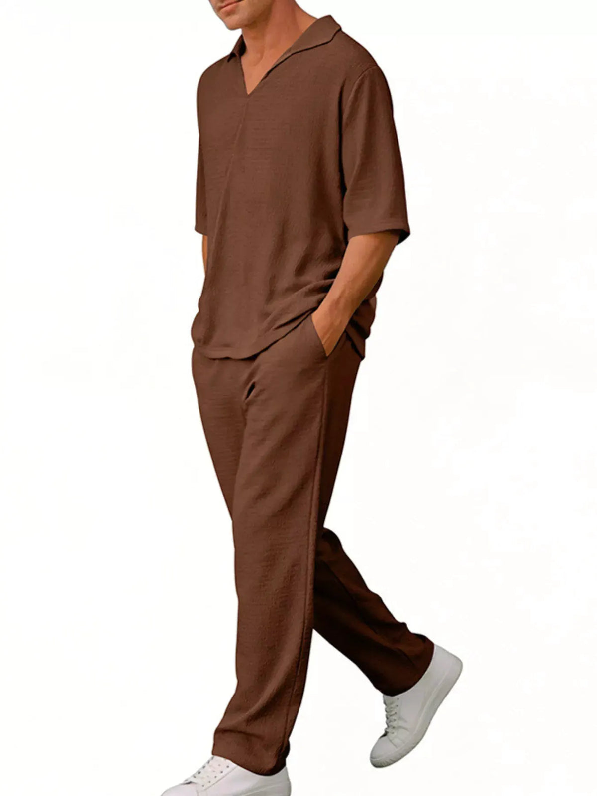Men's Full Size Half Sleeve Top and Pants Set Plus Size by Trendsi