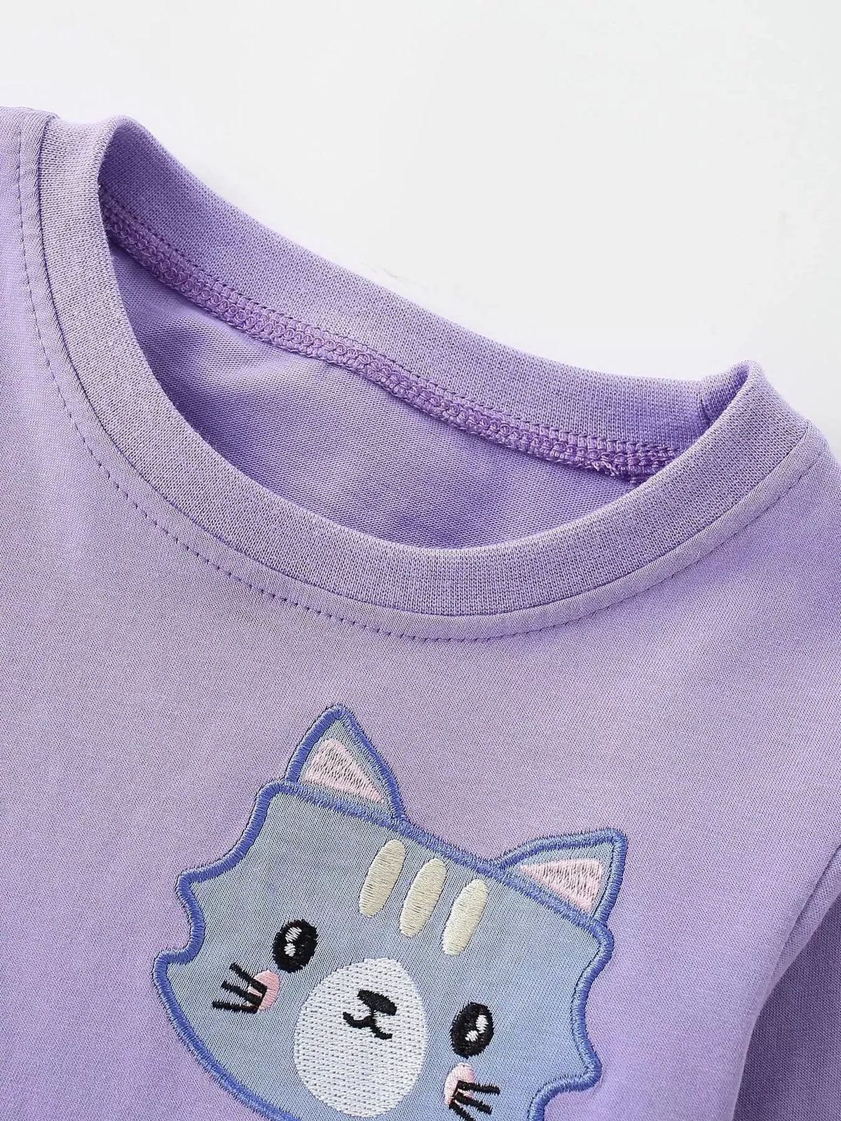 Children's Cat Round Neck Sweatshirt and Pants Set by Trendsi