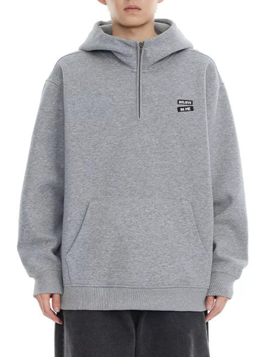 Men's Plus Size Quarter-Zip Long Sleeve Hoodie by Partner Label