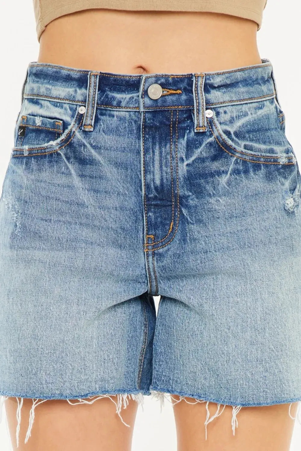 Kancan Full Size Raw Hem High Waist Denim Shorts by Kancan