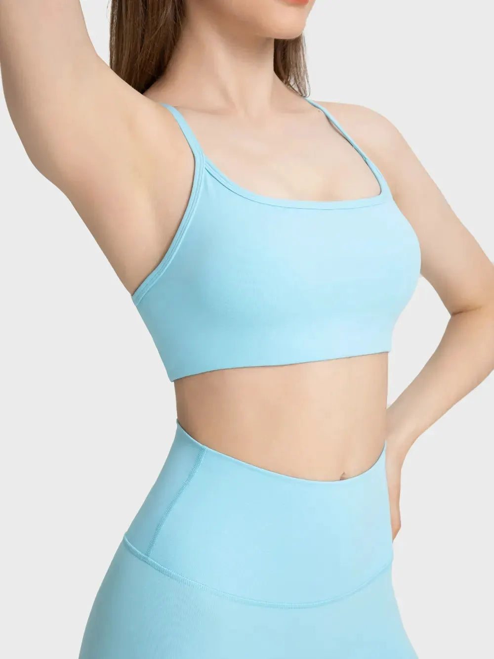 Millennia Crisscross Back Scoop Neck Active Cami with Detachable Chest Pads by Millennia
