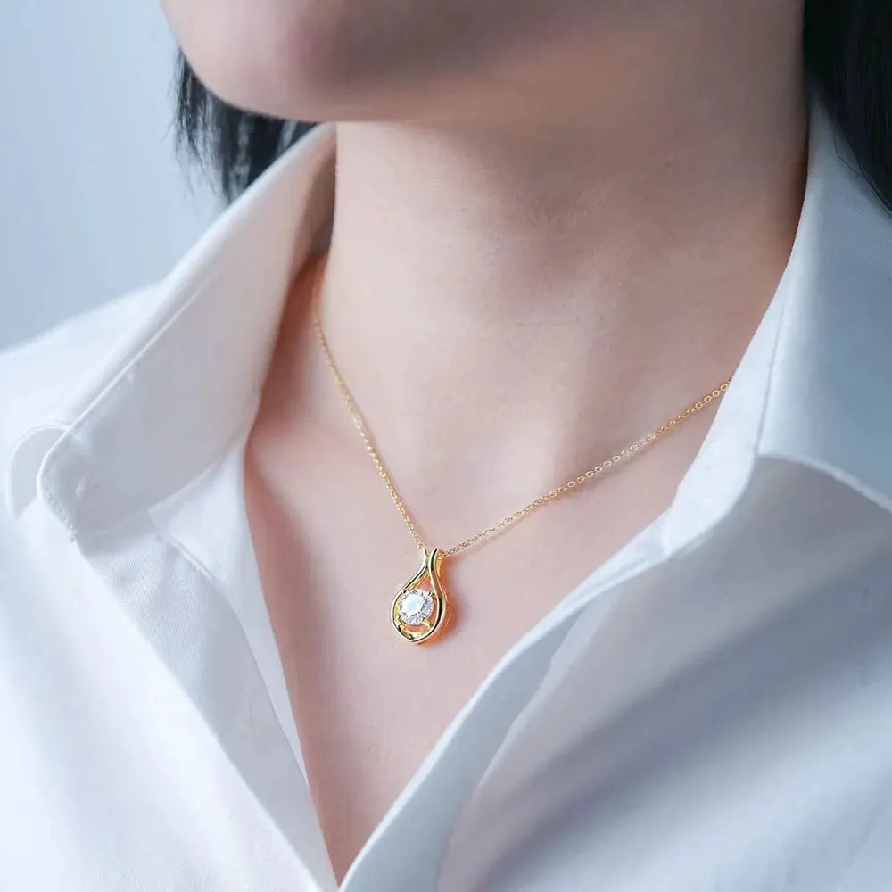 2 Carat Moissanite 925 Sterling Silver Pendant Necklace by Partnel Label