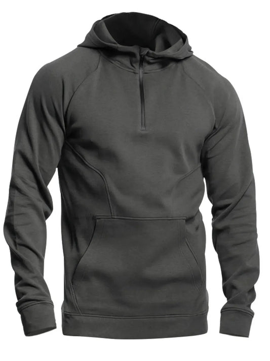 Men's Full Size Quarter Zip Long Sleeve Hoodie Plus Size by Trendsi