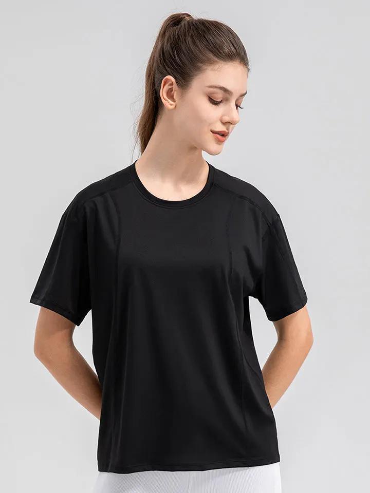 Round Neck Short Sleeve Active Top by Partner Label