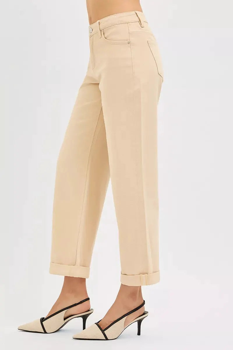 RISEN Tummy Control Mid Rise Ankle Barrel Relaxed Baggy by RISEN