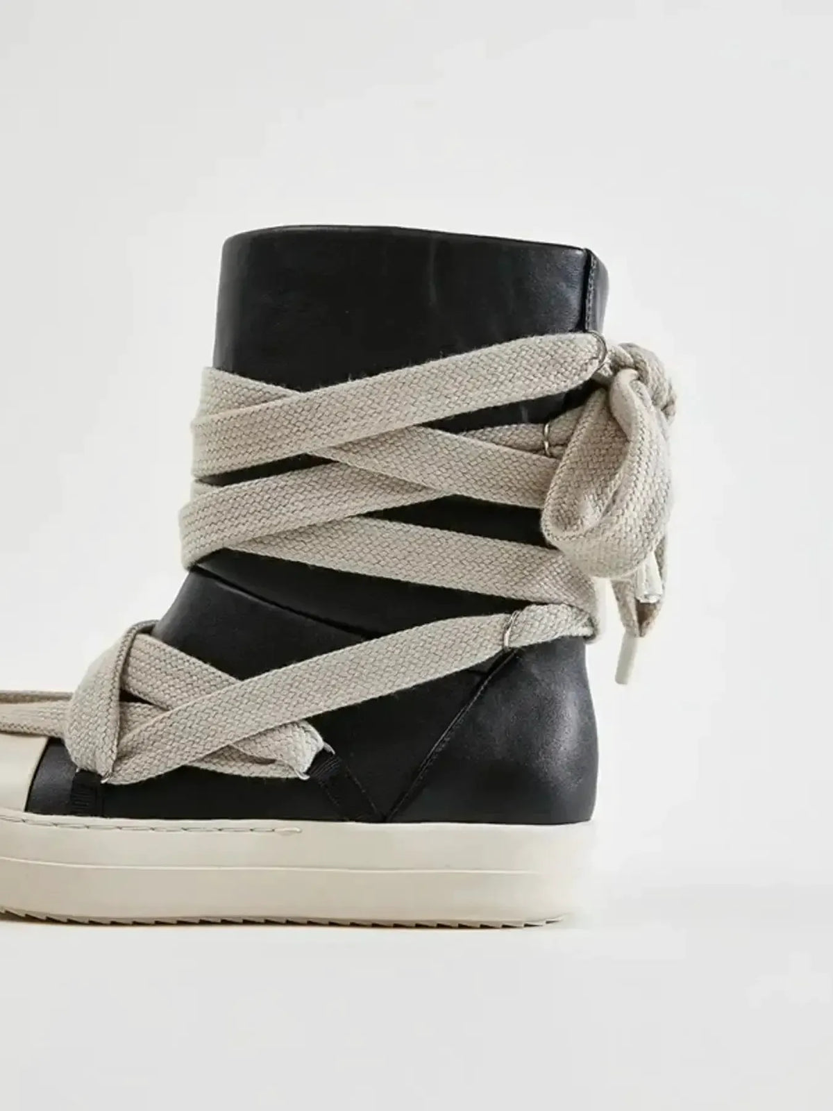 Lace-Up Round Neck Sneaker Boots by Partner Label
