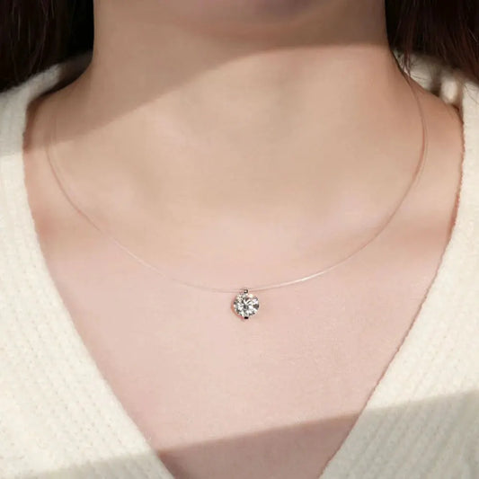 1 Carat Moissanite 925 Sterling Silver Necklace by Partner Label