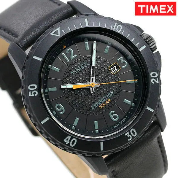 Timex Men's Black Leather Watch, Black Dial | Tw4b14700 by TIMEX