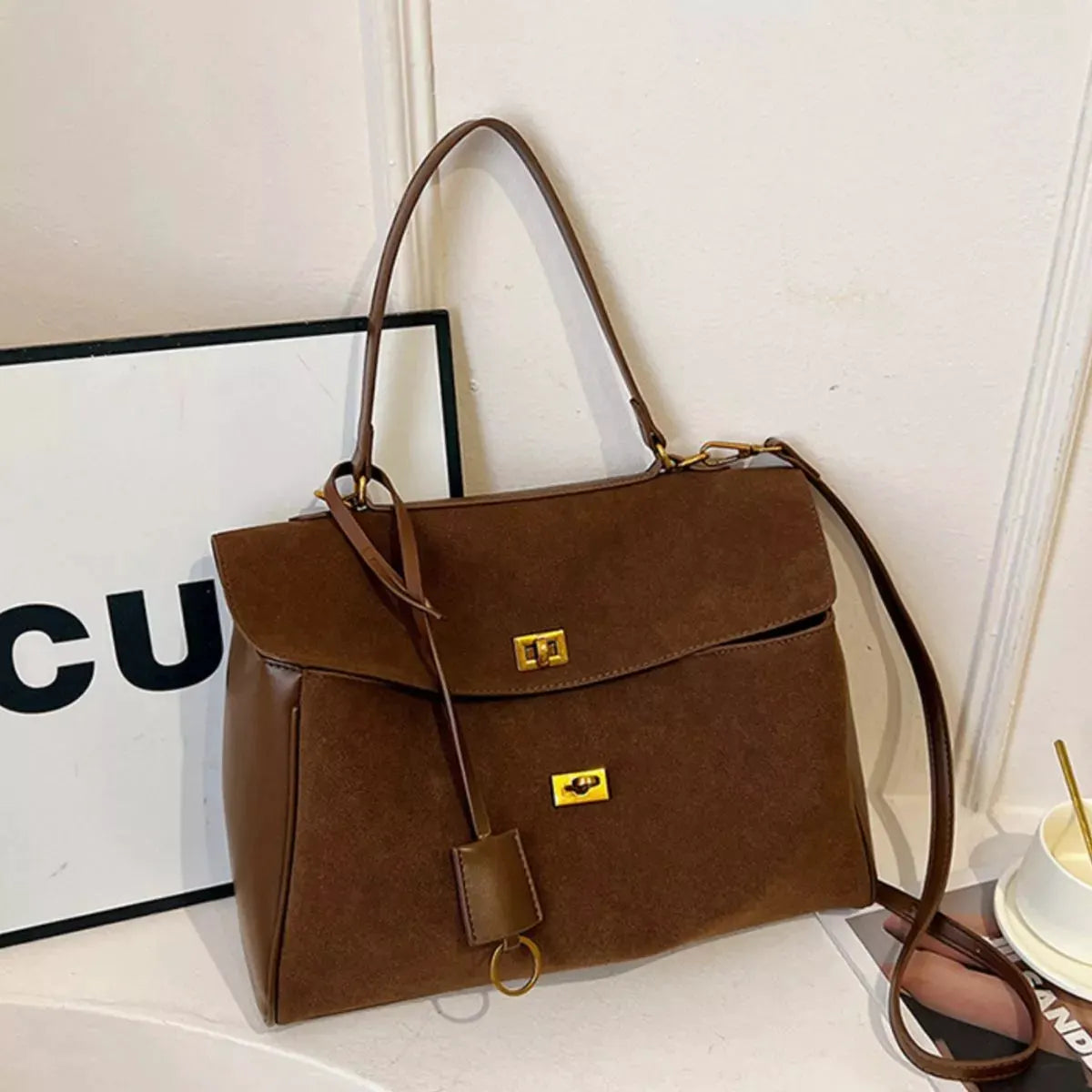 Solid Color Flap Crossbody Bag by Partner Label