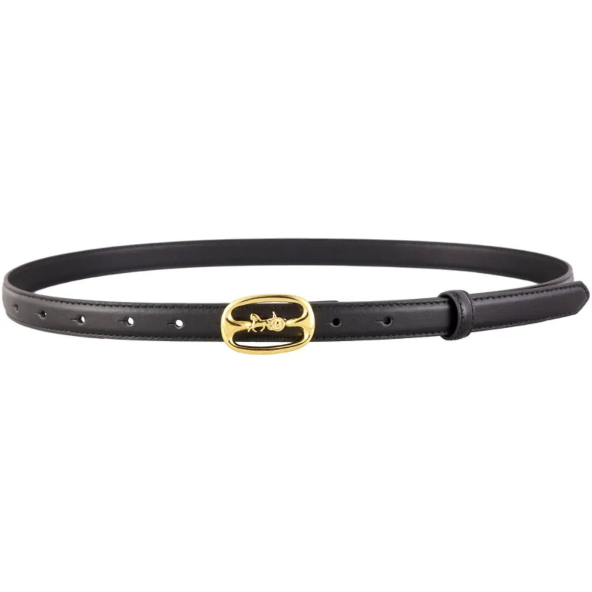 Leather Belt with Horse Carriage Buckle by Trendsi