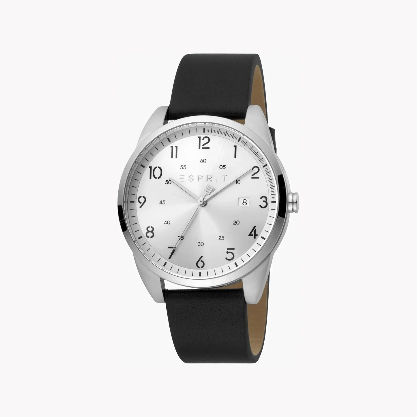 Esprit Men's Black Leather Watch, Silver Dial | Es1g093m0015 by ESPRIT