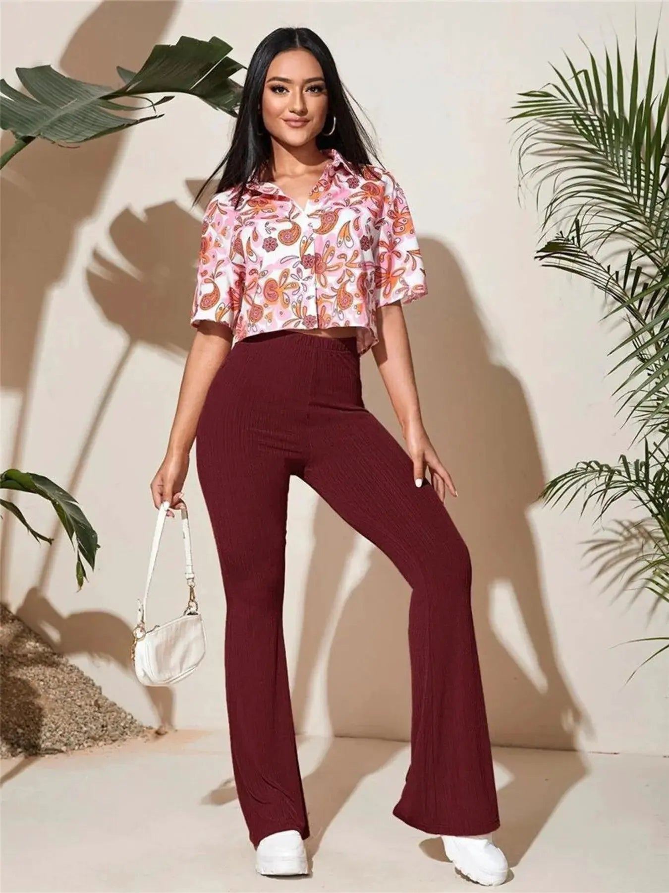 Full Size High-Waist Flare Active Pants Plus Size by Partner Label