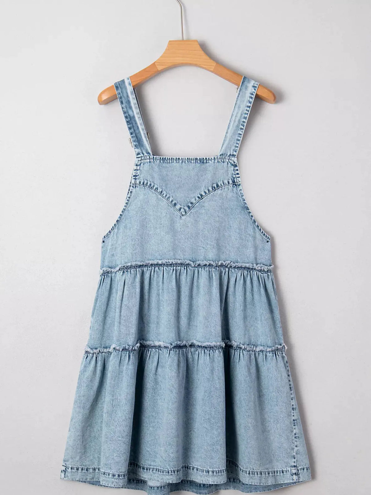 Tiered Flowy Overall Denim Dress by Partner Label
