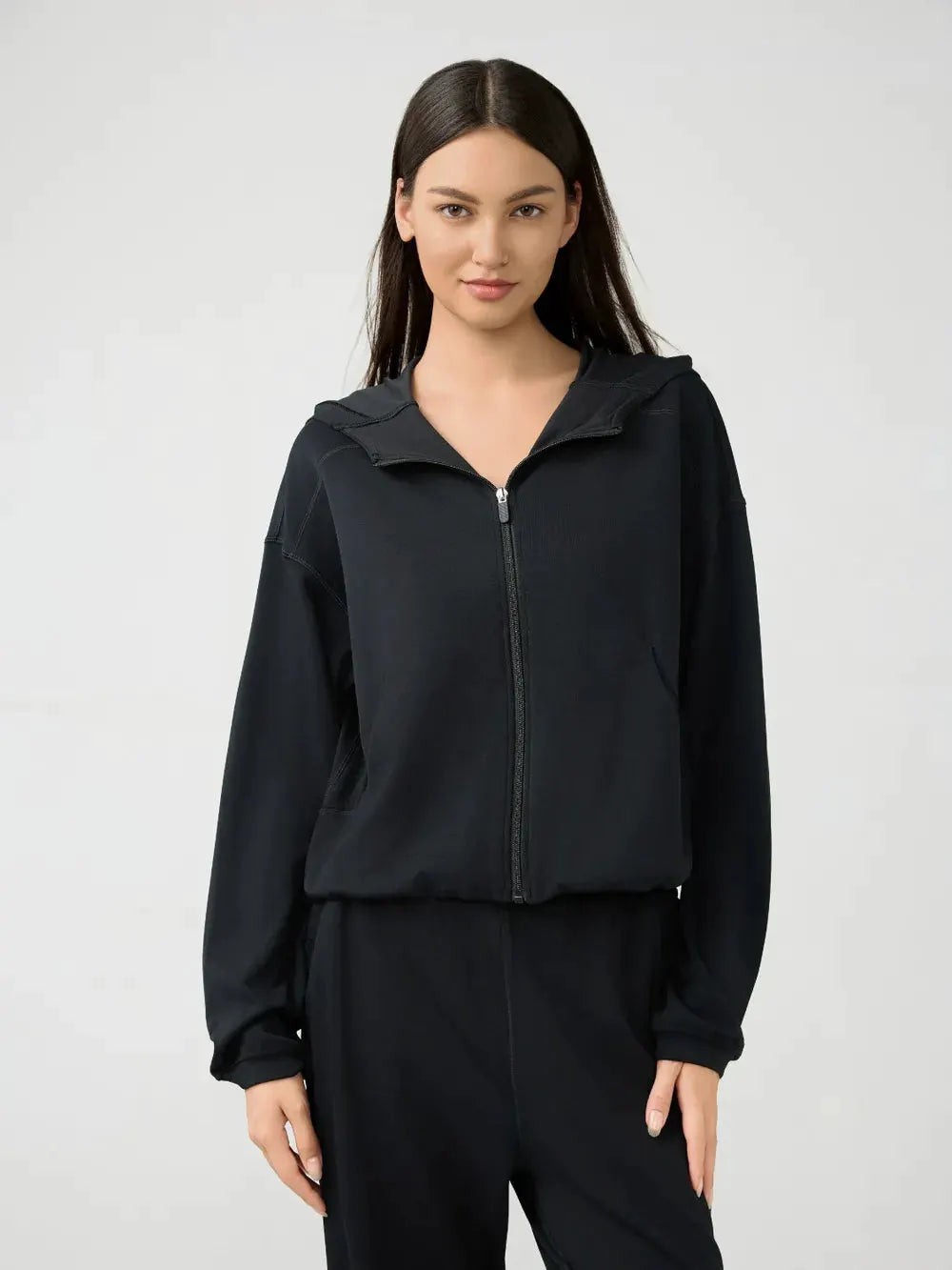 Millennia Zip Up Dropped Shouder Active Hooded by Millennia