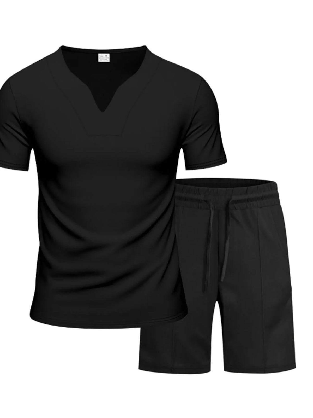 Men's Full Size V-Neck Short Sleeve T-Shirt and Shorts Set Plus Size by Trendsi